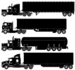 Vector detailed trucks silhouettes set