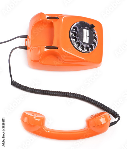 Photo: classic dial phone on white classic dial phone on white