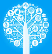 Vektor: school symbol form of a tree blue school symbol form of a tree blue