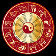 Chinesisches Horoskop mit Jahreszahlen - Kreis Rot
