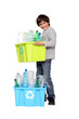 little boy waste sorting