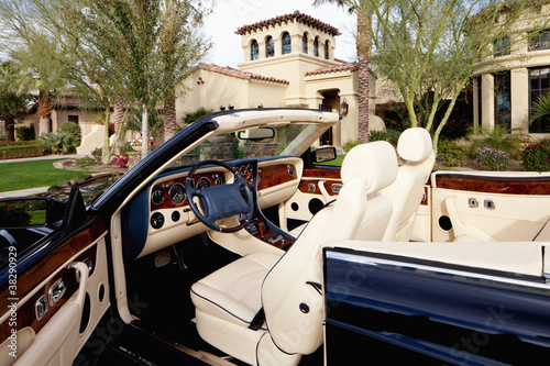 Photo: Close-up of luxury car with comfortable leather seats Close-up of luxury car with comfortable leather seats