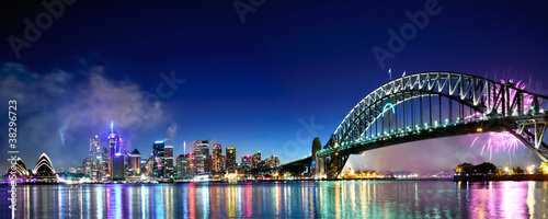 Photo: Sydney Harbour NYE Fireworks Panorama Sydney Harbour NYE Fireworks Panorama
