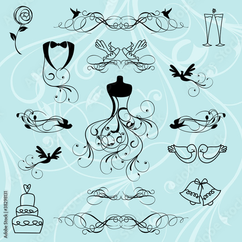 Illustration: Stylized Wedding Design Elements Stylized Wedding Design Elements