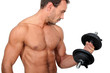 Foto: portrait of a man with dumbbell portrait of a man with dumbbell