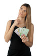 woman holding money woman holding money