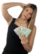 woman holding money woman holding money