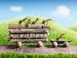 team of ants carry logs with trail car team of ants carry logs with trail car
