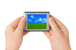Screen with landscape in hands