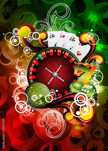 Vektor: Vector gambling illustration with casino elements Vector gambling illustration with casino elements
