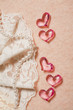 Wedding background with lace and chrystal, pearl beads