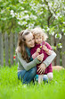 Happy family playing in spring