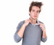 Handsome young man isolated over white