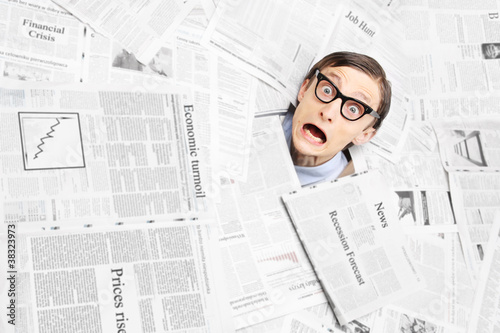 Photo: Desperate nerd, financial crisis concept Desperate nerd, financial crisis concept