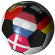 Isolated soccer ball with flags of group B, 2012