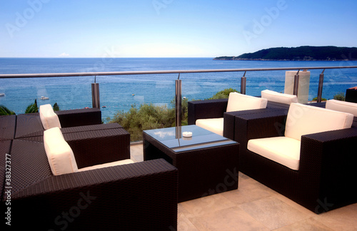 Photo: Beautiful terrace view in luxury resort Beautiful terrace view in luxury resort