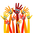 Hands with happy faces design.