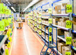stands with carton boxes in storage warehouse