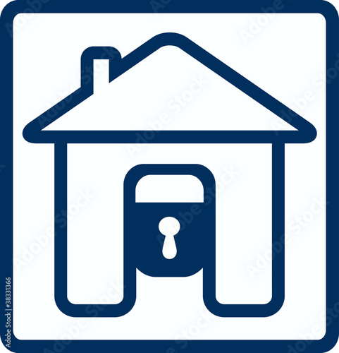 Vector: symbol of safety with house lock silhouette symbol of safety with house lock silhouette
