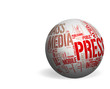 Mass Media concepts over a white sphere - Whitespace background