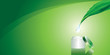Green background with cream and drop of pure water Green background with cream and drop of pure water