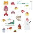 Winter's holiday set. Isolated