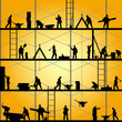 construction worker silhouette at work vector illustration
