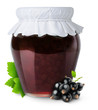 Black currants jam isolated on white