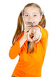 Beautiful girl singing into a microphone