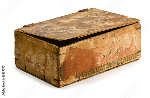 Photo: Old wooden box isolated on white Old wooden box isolated on white