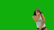 A Clip of a guy and a girl in military clothes dancing