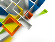 Colored Background of 3d geometric shapes.