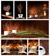 Serie di caffè con sfondo scuro