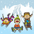 Kids play in winter