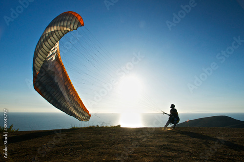 Photo: Paraglider Preps to Launch Paraglider Preps to Launch