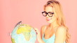 Studious Woman With Globe