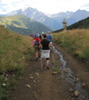 Excursionists in Fassa valley Excursionists in Fassa valley