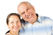 Lovely mature couple poising on white in studio