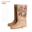 winter shoes, felt boots, white background (with sample text)