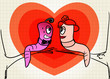 Worms lovers on tree