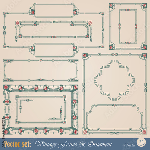 Vettoriale: Frame, border, ornament and element in vintage style Frame, border, ornament and element in vintage style