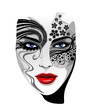 Viso Ragazza Maschera Tatuaggio-Tattoo Girl's Portrait-Vector