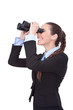 businesswoman looking through binoculars
