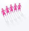 pink woman cutout paper people