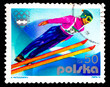 Photo: POLAND - CIRCA 1976: A stamp printed in Poland shows ski jumper, POLAND - CIRCA 1976: A stamp printed in Poland shows ski jumper,