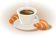 Vector: cup of coffee with croissant cup of coffee with croissant