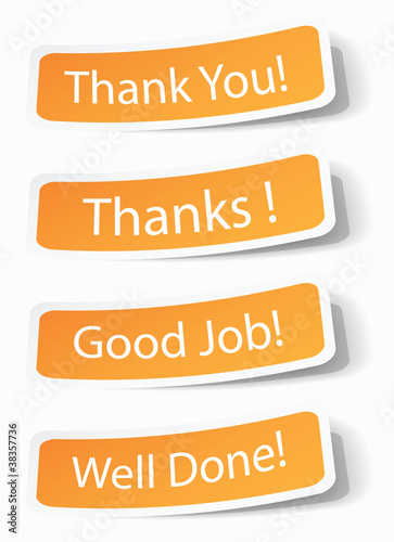 Vector: Thank you notes as stickers Thank you notes as stickers