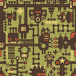 Robot and monsters seamless pattern on green. Robot and monsters seamless pattern on green.