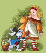 Alice and the White Rabbit. Easter card