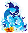 Sea surf in decorative style